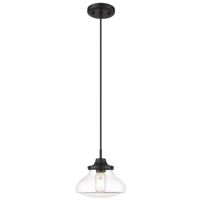 Golden 3419-S BLK-CLR One Light Pendant, Matte Black