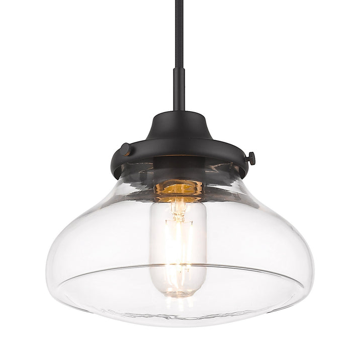 Golden 3419-S BLK-CLR One Light Pendant, Matte Black