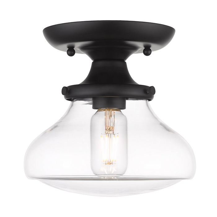 Golden 3419-SF BLK-CLR One Light Semi-Flush Mount, Matte Black