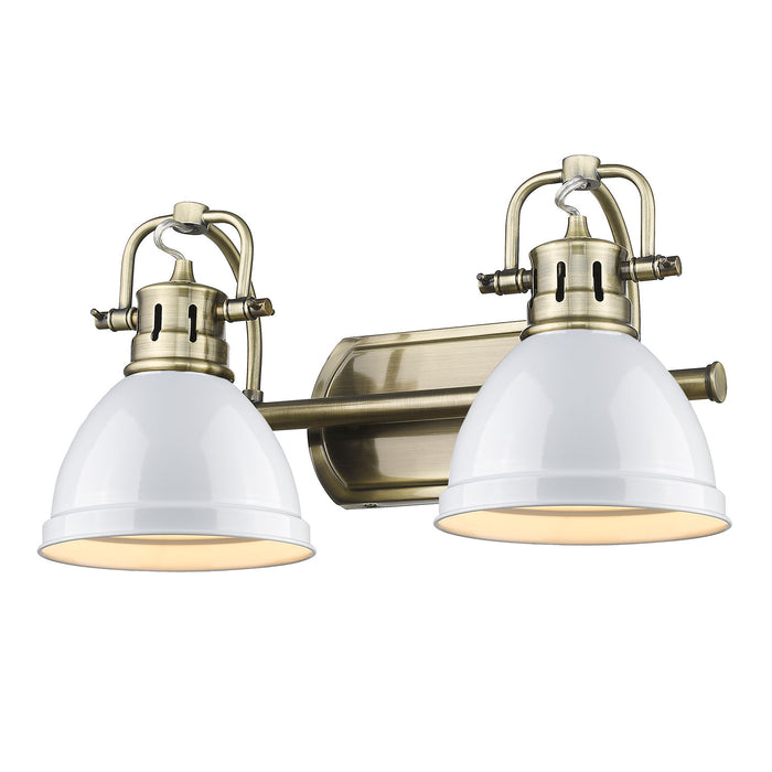 Golden 3602-BA2 AB-WH Two Light Bath Vanity, Aged Brass