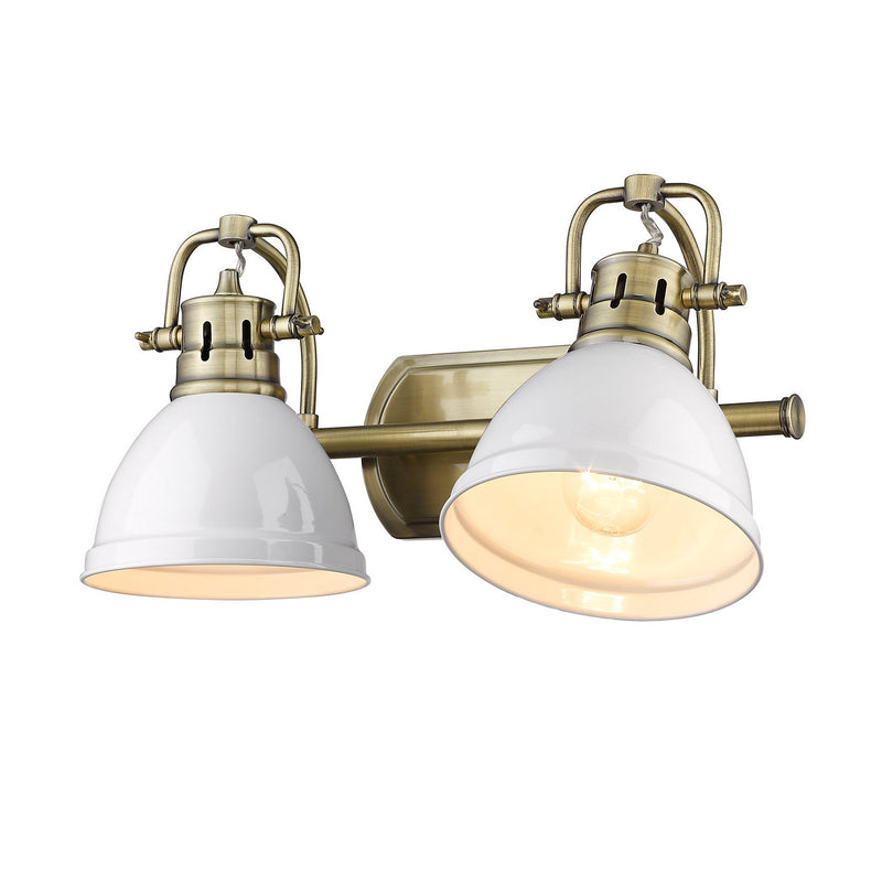 Golden 3602-BA2 AB-WHT Two Light Bath Vanity, Aged Brass