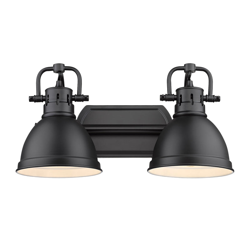 Golden 3602-BA2 BLK-BLK Two Light Bath Vanity, Matte Black