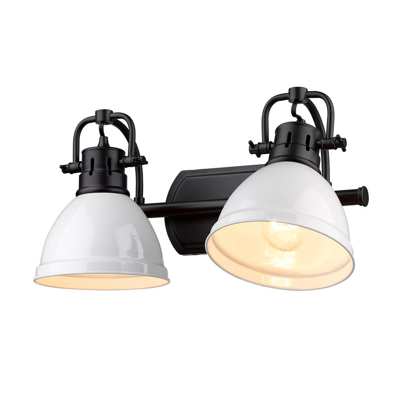Golden 3602-BA2 BLK-WH Two Light Bath Vanity, Matte Black