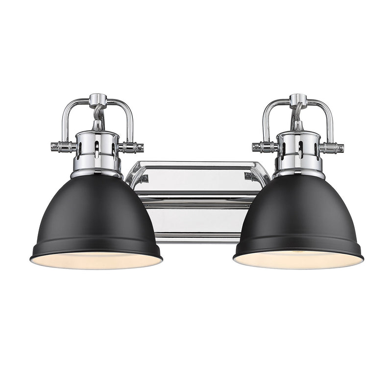 Golden 3602-BA2 CH-BLK Two Light Bath Vanity, Chrome