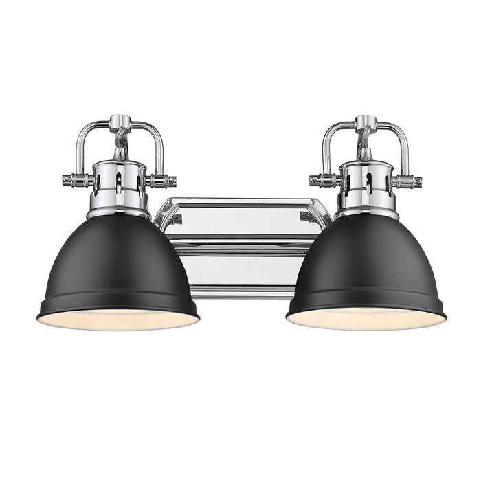 Golden 3602-BA2 CH-BLK Two Light Bath Vanity, Chrome