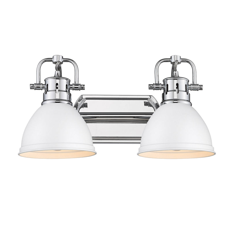 Golden 3602-BA2 CH-WHT Two Light Bath Vanity, Chrome