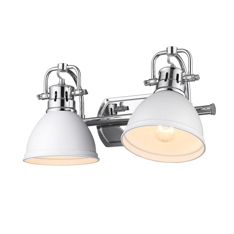 Golden 3602-BA2 CH-WHT Two Light Bath Vanity, Chrome