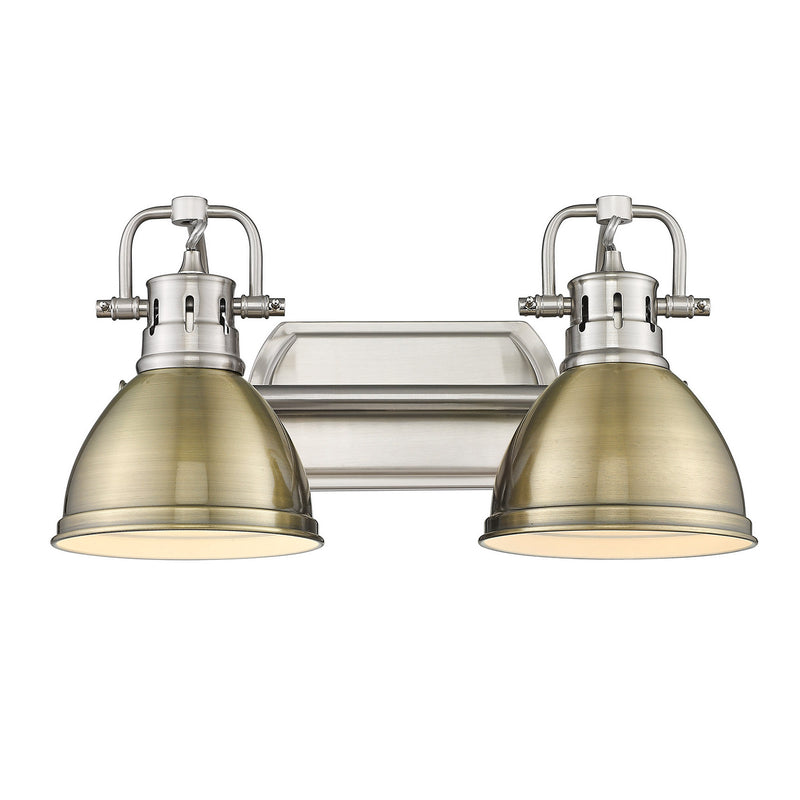 Golden 3602-BA2 PW-AB Two Light Bath Vanity, Pewter