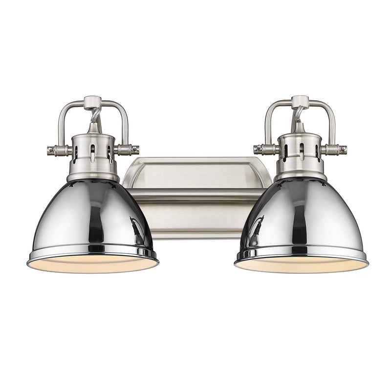 Golden 3602-BA2 PW-CH Two Light Bath Vanity, Pewter