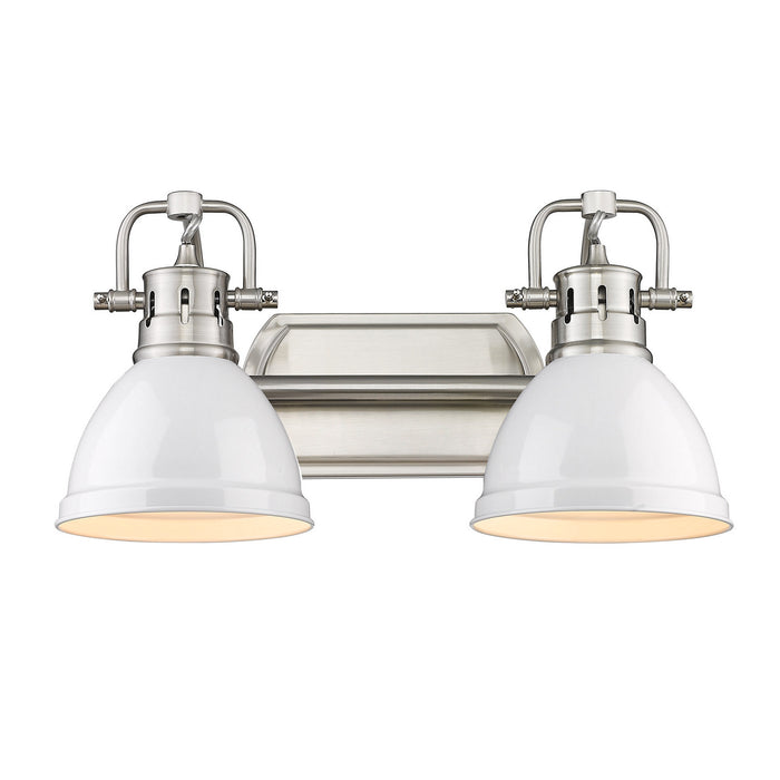 Golden 3602-BA2 PW-WH Two Light Bath Vanity, Pewter