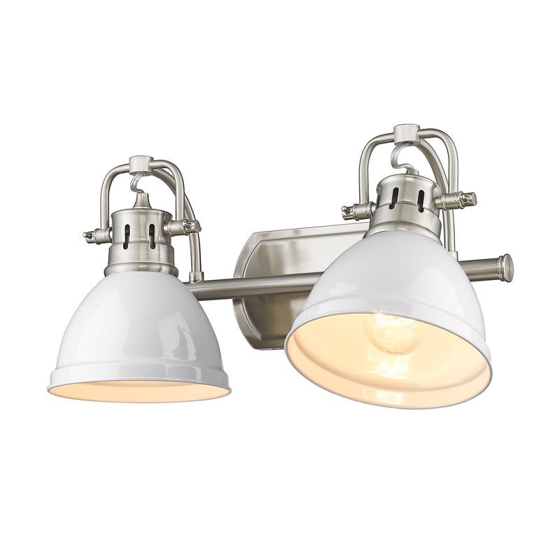 Golden 3602-BA2 PW-WH Two Light Bath Vanity, Pewter