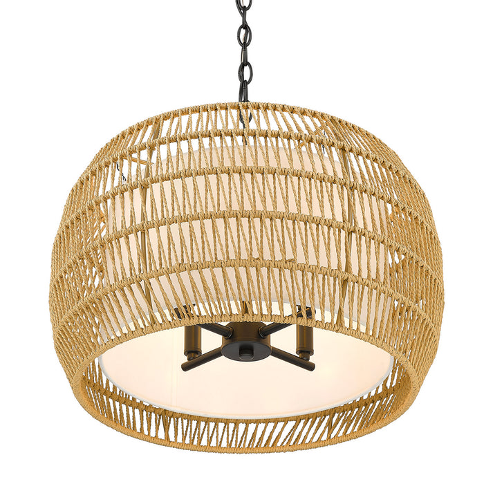 Golden 6805-4 BLK-NR Four Light Chandelier, Matte Black