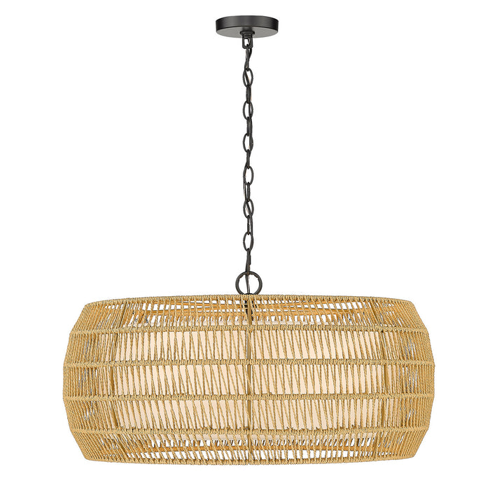 Golden 6805-6 BLK-NR Six Light Chandelier, Matte Black