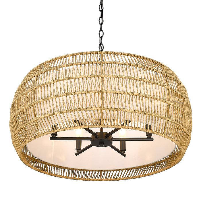 Golden 6805-6 BLK-NR Six Light Chandelier, Matte Black