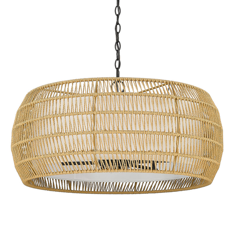 Golden 6805-6 BLK-NR Six Light Chandelier, Matte Black