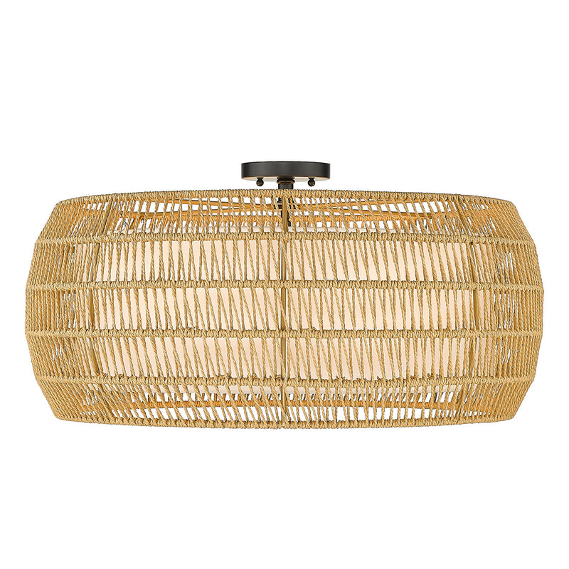 Golden 6805-6SF BLK-NR Six Light Semi-Flush Mount, Matte Black