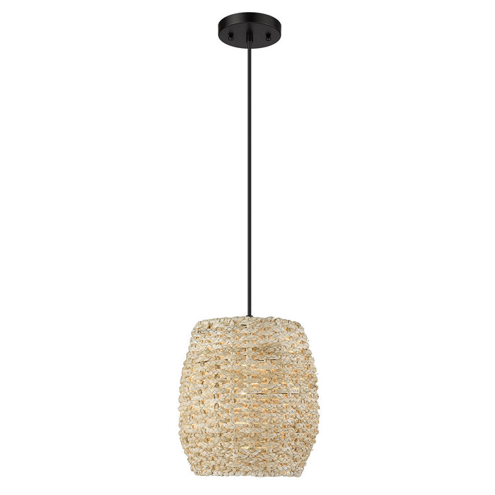 Golden 6810-M1L BLK-CR One Light Mini Pendant, Matte Black