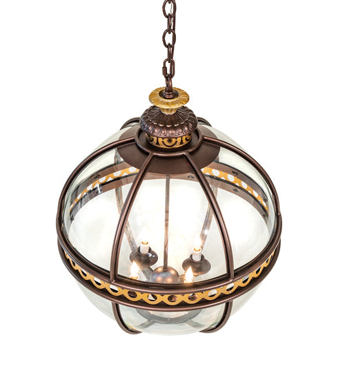Meyda Tiffany 240983 Four Light Pendant, Mahogany Bronze/Gold Matte
