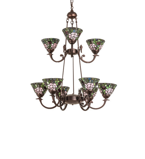 Meyda Tiffany 241038 Nine Light Chandelier, Mahogany Bronze