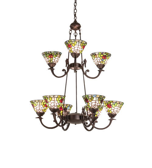 Meyda Tiffany 241038 Nine Light Chandelier, Mahogany Bronze
