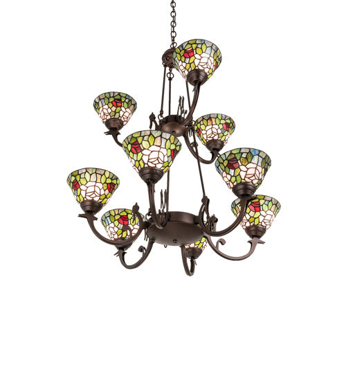 Meyda Tiffany 241038 Nine Light Chandelier, Mahogany Bronze