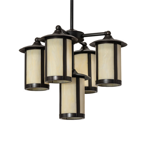 Meyda Tiffany 241310 Five Light Chandelier, Craftsman Brown