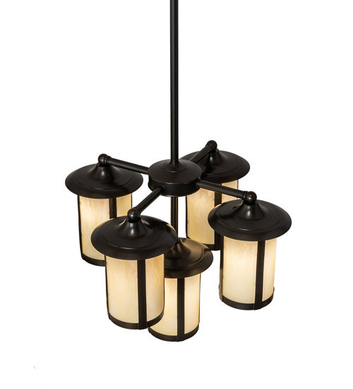 Meyda Tiffany 241310 Five Light Chandelier, Craftsman Brown