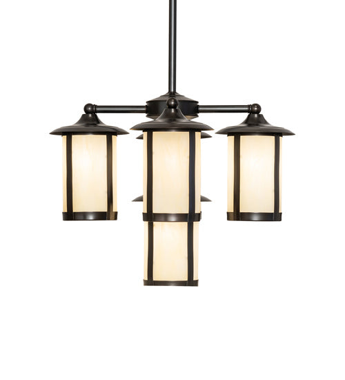 Meyda Tiffany 241310 Five Light Chandelier, Craftsman Brown