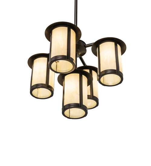Meyda Tiffany 241310 Five Light Chandelier, Craftsman Brown