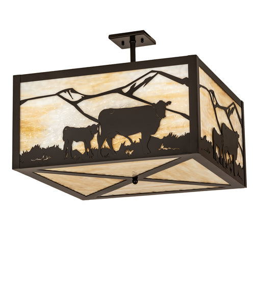 Meyda Tiffany 241426 Four Light Flushmount, Timeless Bronze