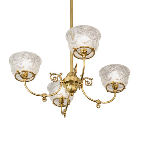 Meyda Tiffany 241993 Four Light Chandelier, Polished Brass