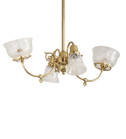 Meyda Tiffany 242592 Four Light Chandelier, Polished Brass