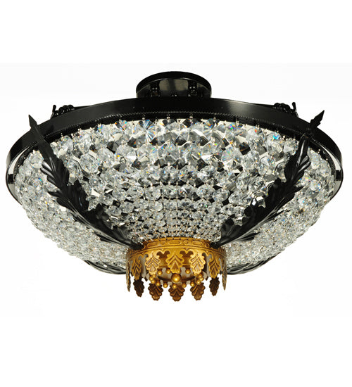 Meyda Tiffany 245004 Three Light Flushmount, Mirror Black/ Sahara Gold
