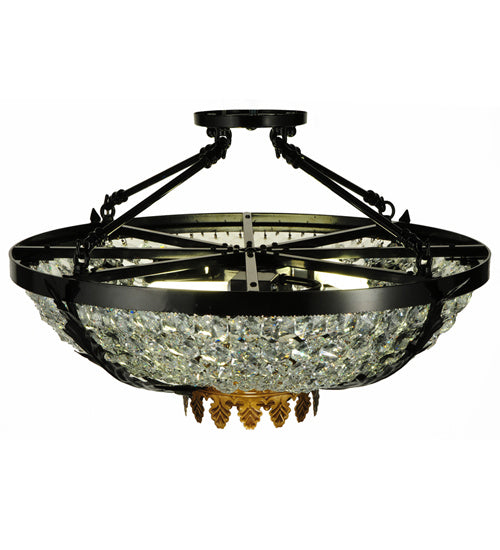 Meyda Tiffany 245004 Three Light Flushmount, Mirror Black/ Sahara Gold