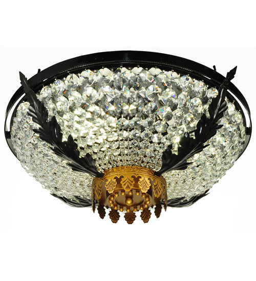Meyda Tiffany 245004 Three Light Flushmount, Mirror Black/ Sahara Gold