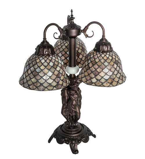 Meyda Tiffany 245477 Three Light Table Lamp, Mahogany Bronze