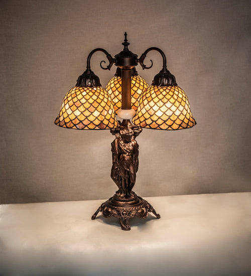 Meyda Tiffany 245477 Three Light Table Lamp, Mahogany Bronze