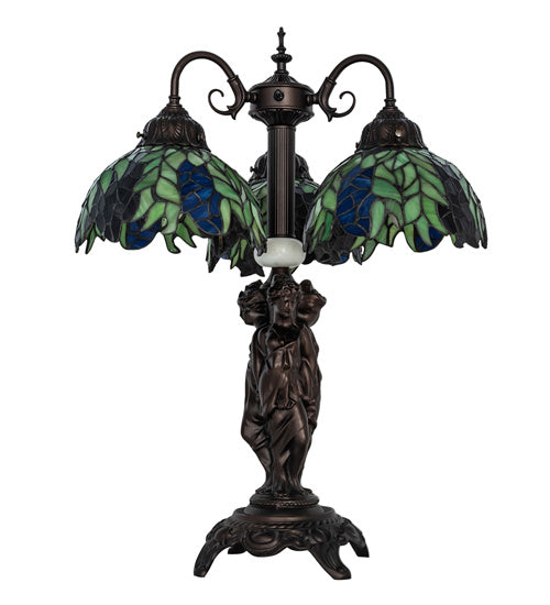 Meyda Tiffany 245478 Three Light Table Lamp, Mahogany Bronze