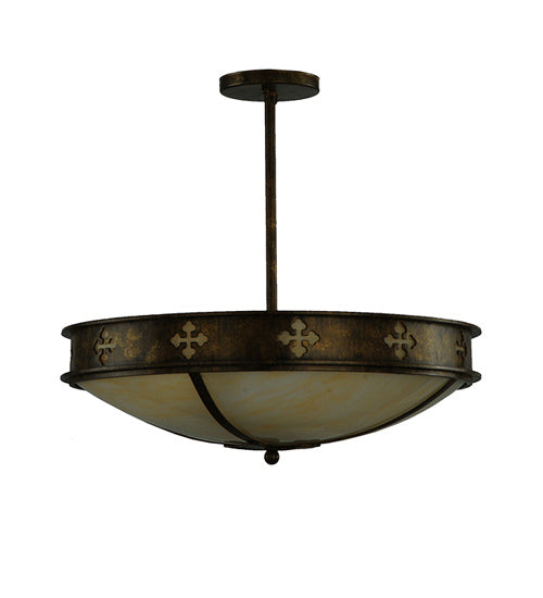 Meyda Tiffany 245549 Three Light Semi-Flushmount, Brushed Gold