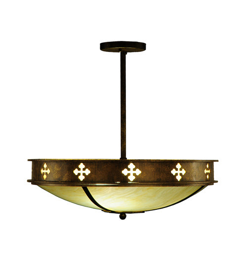 Meyda Tiffany 245549 Three Light Semi-Flushmount, Brushed Gold