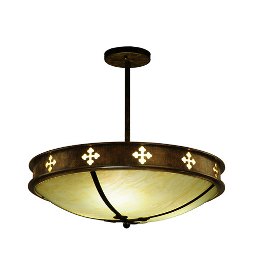 Meyda Tiffany 245549 Three Light Semi-Flushmount, Brushed Gold