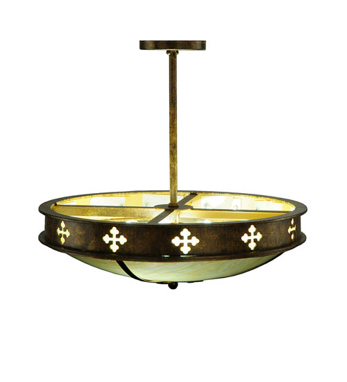 Meyda Tiffany 245549 Three Light Semi-Flushmount, Brushed Gold