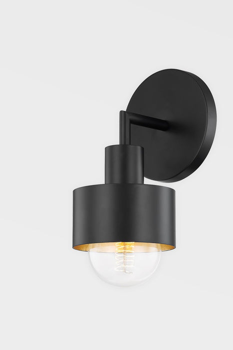 Troy Lighting B8711-SBK/GL One Light Wall Sconce, Soft Black/Gold Leaf