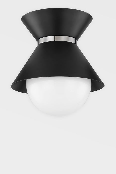 Troy Lighting C8610-SBK/PN One Light Flush Mount, Soft Black/Polished Nickel