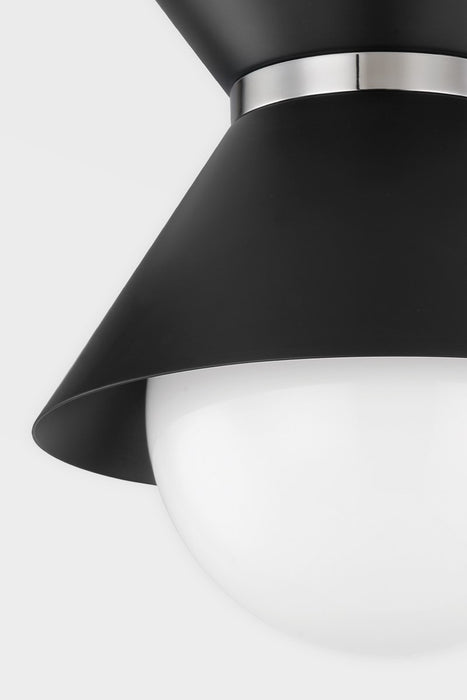 Troy Lighting C8610-SBK/PN One Light Flush Mount, Soft Black/Polished Nickel