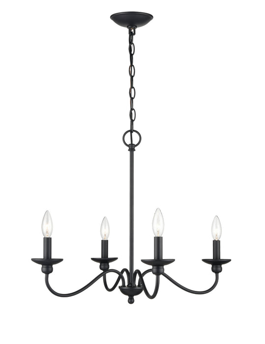 Millennium 4384-MB Four Light Chandelier, Matte Black