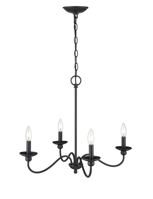 Millennium 4384-MB Four Light Chandelier, Matte Black