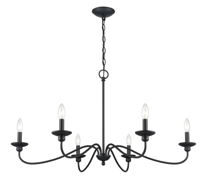 Millennium 4386-MB Six Light Chandelier, Matte Black