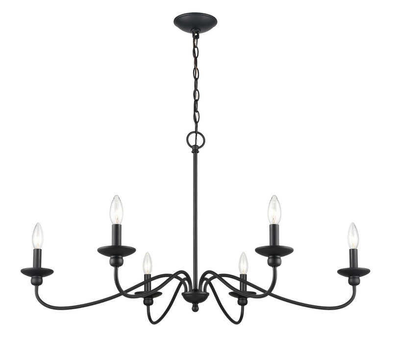 Millennium 4386-MB Six Light Chandelier, Matte Black