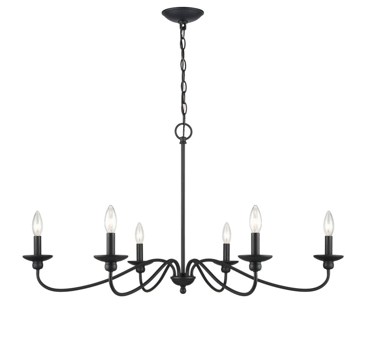 Millennium 4386-MB Six Light Chandelier, Matte Black